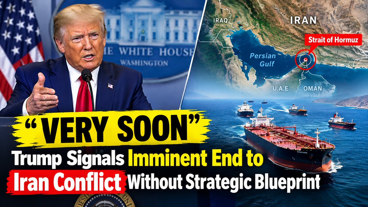 rrnewstrends's tweet photo. 🔴 BREAKING: President Donald Trump claims the war with Iran will be over "very soon" and predicts oil prices will "tumble down," but gave zero details on how an end to hostilities would be achieved. 🧵👇 https://t.co/VTmz2hnCXw
#DonaldTrump #MiddleEast #Iran #StraitOfHormurz https://t.co/14HY5jeePc