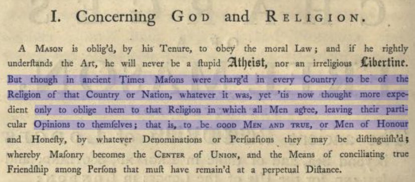 JakeE2200's tweet photo. The Constitution of The Freemasons from 1723 which Benjamin Franklin republished in the colonies, was the framework for the 1790 Naturalization Act.

The 2 main requirements to become a Freemason were #1 you had to be a freeman (Nons at this time were all either slaves or lived outside of civilization but later 19th century lodges explicitly said you had to be White to join) of “good” moral character (No doctrinal religious requirement) & this included jews just as the 1790 did.

The freemasonic constitution likewise goes on to say how the early Freemasons were Cain, the seed of the serpent (1st John 3:12) Nimrod, the mighty nephilim (Genesis 10:8-9) the Philistines, who also had nephilim living amongst them (Joshua 11:22/2nd Samuel 21:20) the Egyptian alchemist (Exodus 7:22) & these mystery cults were then brought into Greece to be learned by the Pagans there such as Pythagoras (1st Corinthians 10:20)

Freemasonry has always been about worshiping Satan & being in opposition to the true God.