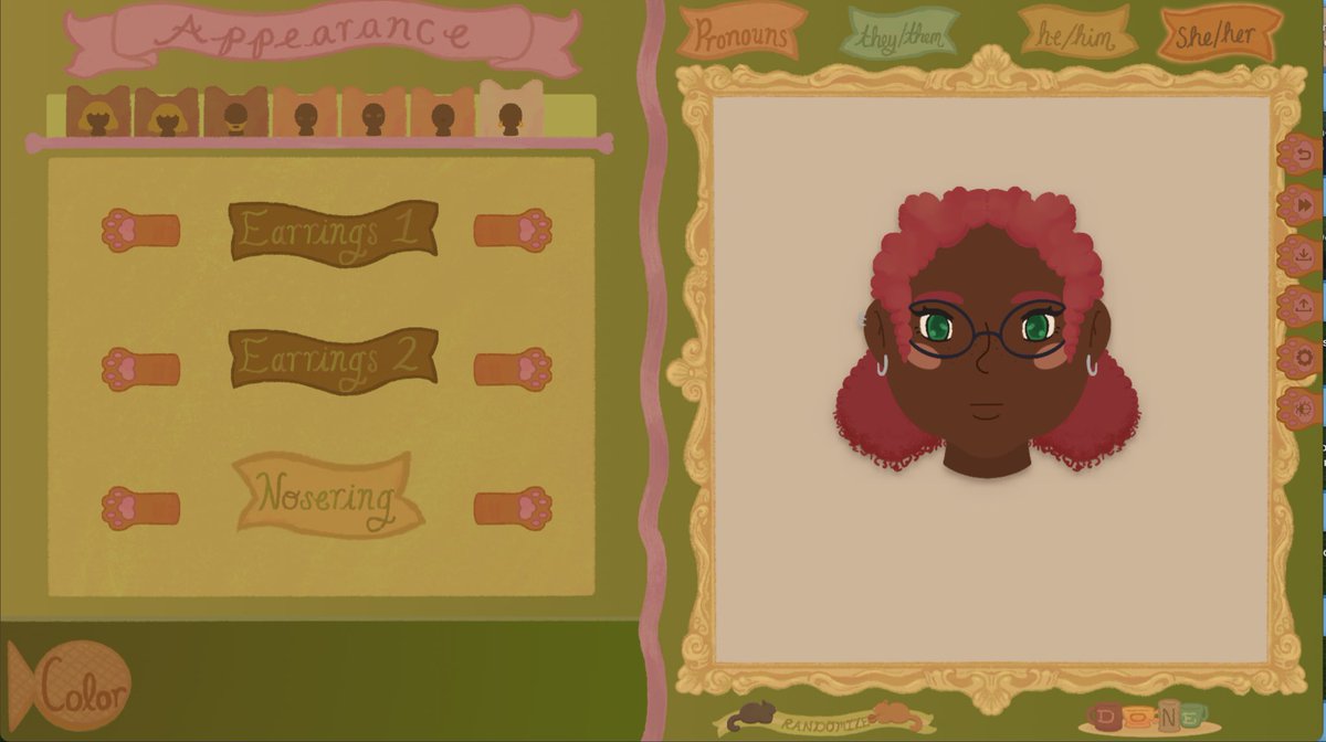 KittyCornerVN's tweet photo. Sneak peek at character customization in Kitty Corner Cafe!

I’ve been creating this game for ~ 3 years &amp; this was one of the first areas of the game that I made art for because I love customization!😋 Excited to share more of the hairstyles especially!
#CozyGames #WholesomeGames https://t.co/yqJX9fZe3m