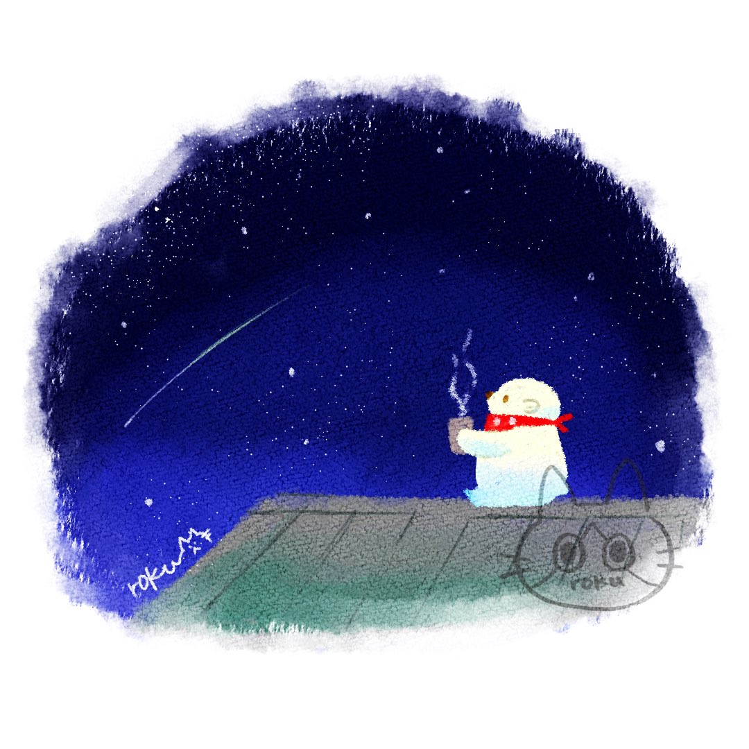 rokukiha's tweet photo. 蚊に刺されないで星空見ながらまったりしたい。
#イラスト #星空 #ゆる絵 #シロクマ https://t.co/KDWWECNh2d