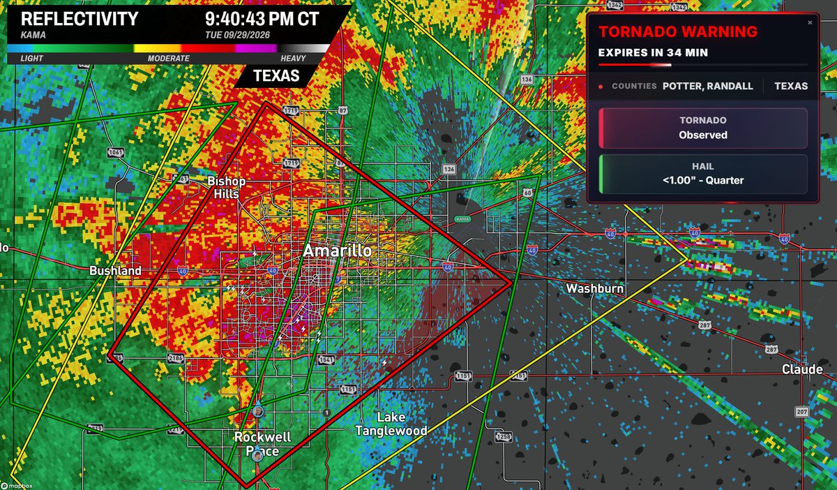 MaxVelocityWX's tweet photo. OBSERVED TORNADO WARNING for Amarillo, Texas!

Seek shelter if you are in this warning! https://t.co/K01eIGN1ba