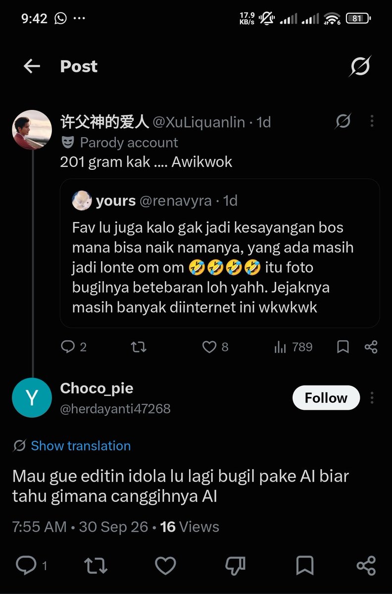XuLiquanlin's tweet photo. Guyssss new entry akun bodong xqb or should i say xxg ??? 
Ngancem mau edit foto A-Heng ama Linlin bugil pake AI ~ 
🤭🤭🤭 https://t.co/AphLiffgBJ