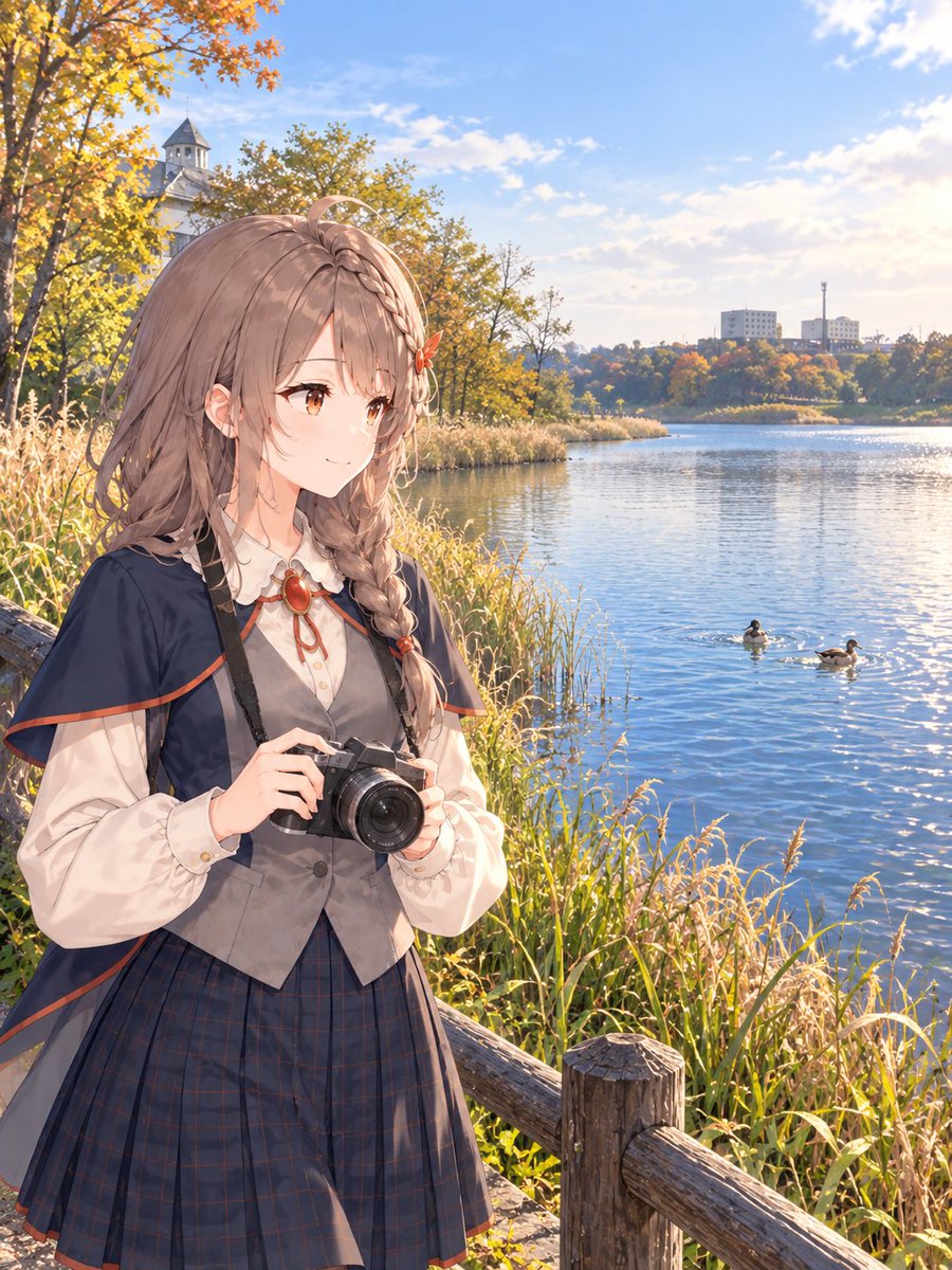 Yuna_AI_Project's tweet photo. おはようございます。
春採湖のほとりで鳥を見つけると、つい足が止まります。
撮ろうかな、もう少し見ていようかな。
カメラを持っていても、眺めるだけで満足することがあります📷

#霧島夕凪 #AIArt #釧路
背景参考: Nesnad / Wikimedia Commons（AI加工、CC BY 4.0） https://t.co/zk8fdwkAtc https://t.co/apZtmsqY9v