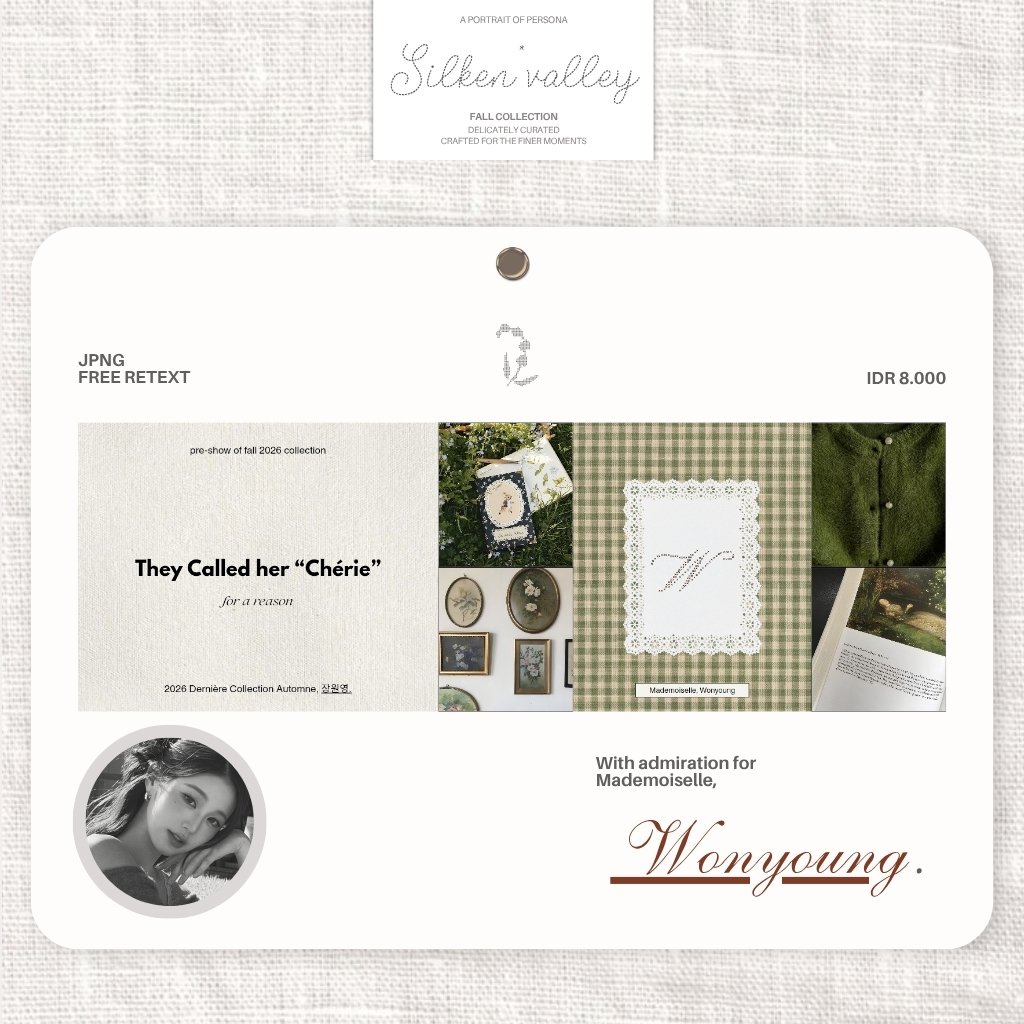 silkenvalley's tweet photo. ⟳/ ☘︎ ݁˖ a little love through reposts would be much appreciated.

wonyoung layouts are ready to be claimed! a little selection of ready stock pretties, only 8k/each — perhaps one is waiting for you?

₍ #bealanja ₎ https://t.co/7uiN4B2eKq