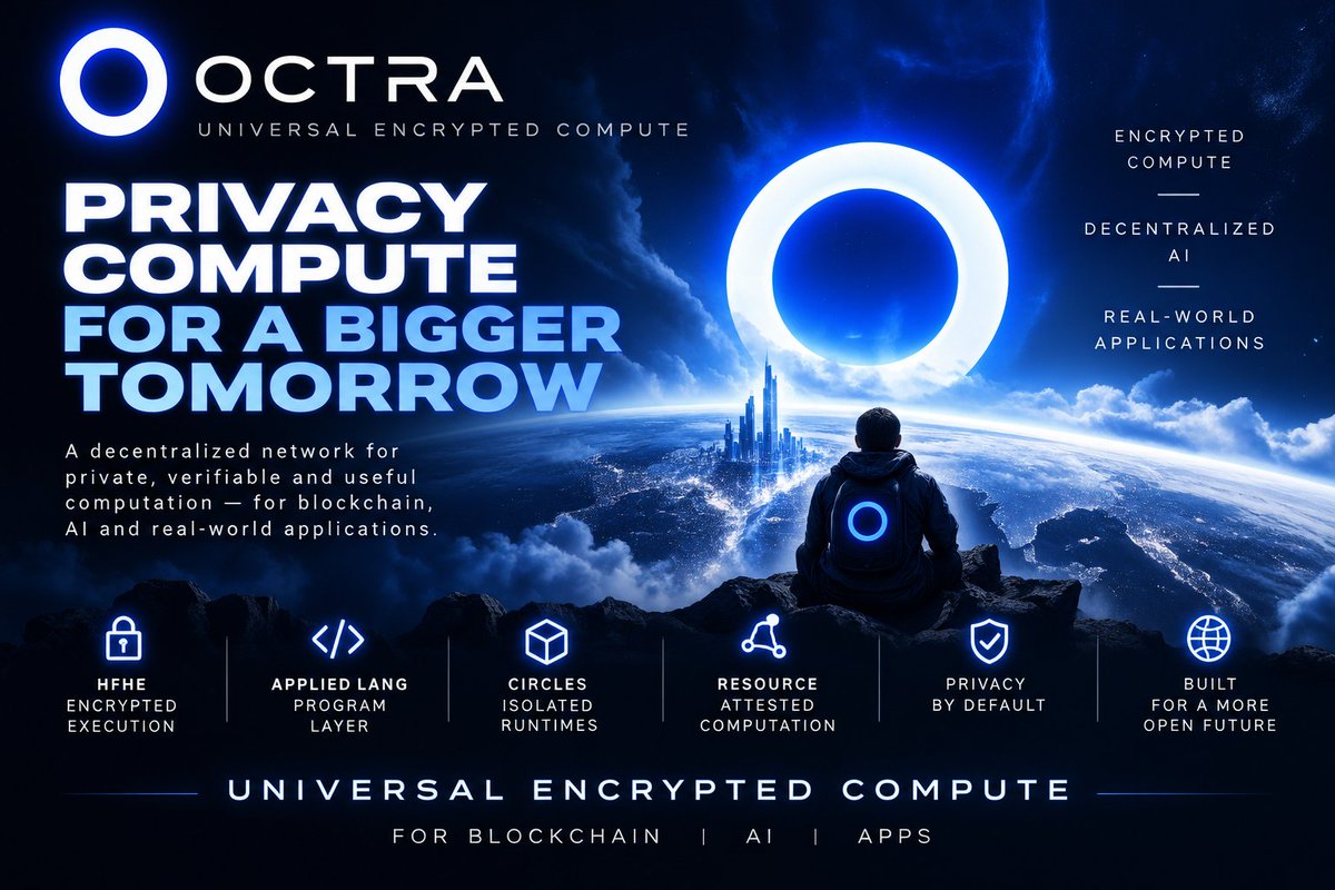 BellBuildz's tweet photo. @octra is seriously underrated.

#HFHE , #private_compute, resource-attested workloads, AppliedLang, Circles &amp; private AI - all building toward useful, encrypted computation.

The utility is huge, and the architecture feels futureproof. 

Universal Encrypted Compute.
$wOCT https://t.co/LGiXulpIJf