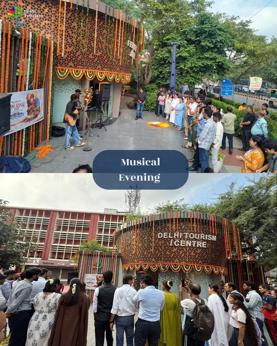 tourism_delhi's tweet photo. DelhiTourism celebrated #WorldTourismDay with a heritage Double Decker tour for Delhi University students,floral decorations,and a warm welcome to tourists with garlands and sweets.The celebrations concluded with a vibrant cultural evening showcasing Delhi’s rich heritage. https://t.co/o7T81GOf4p