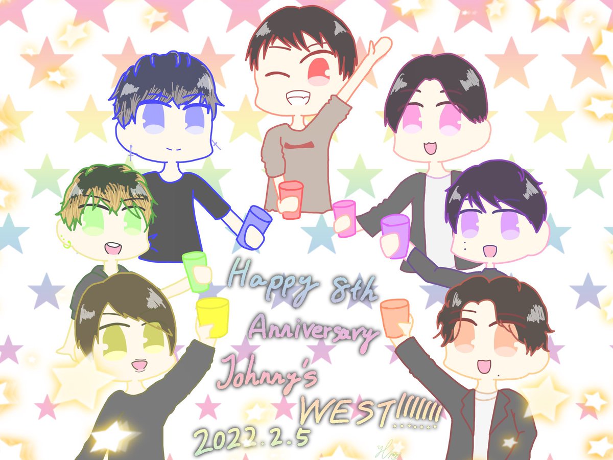 Westyotsuba's tweet photo. 過去絵再掲〜
これからも応援するぞ！！！！！！！🌈ᵕ̈*
 #WESTꓸ https://t.co/iZWmJGz5To