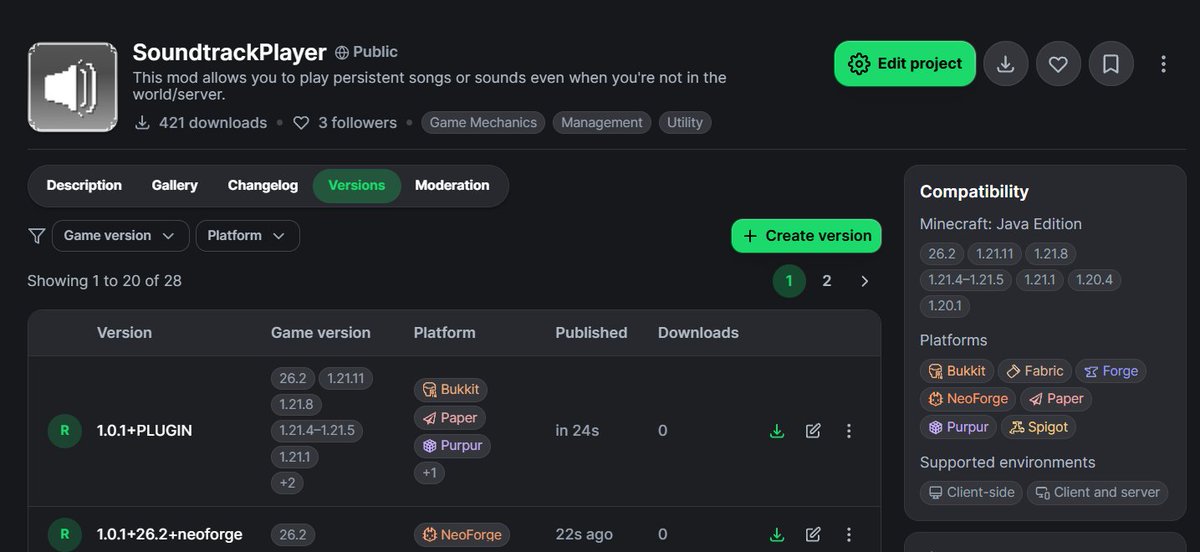 Cotii_papu's tweet photo. SoundtrackPlayer 1.0.1

- Música sincronizada para todos al mismo segundo: canciones desde tu resource pack o desde cualquier link, incluso YouTube. Con fades, loops, pitch en vivo y slider de volumen propio y API para devs
https://t.co/0DtkfwIN6V https://t.co/n2pRirdInc