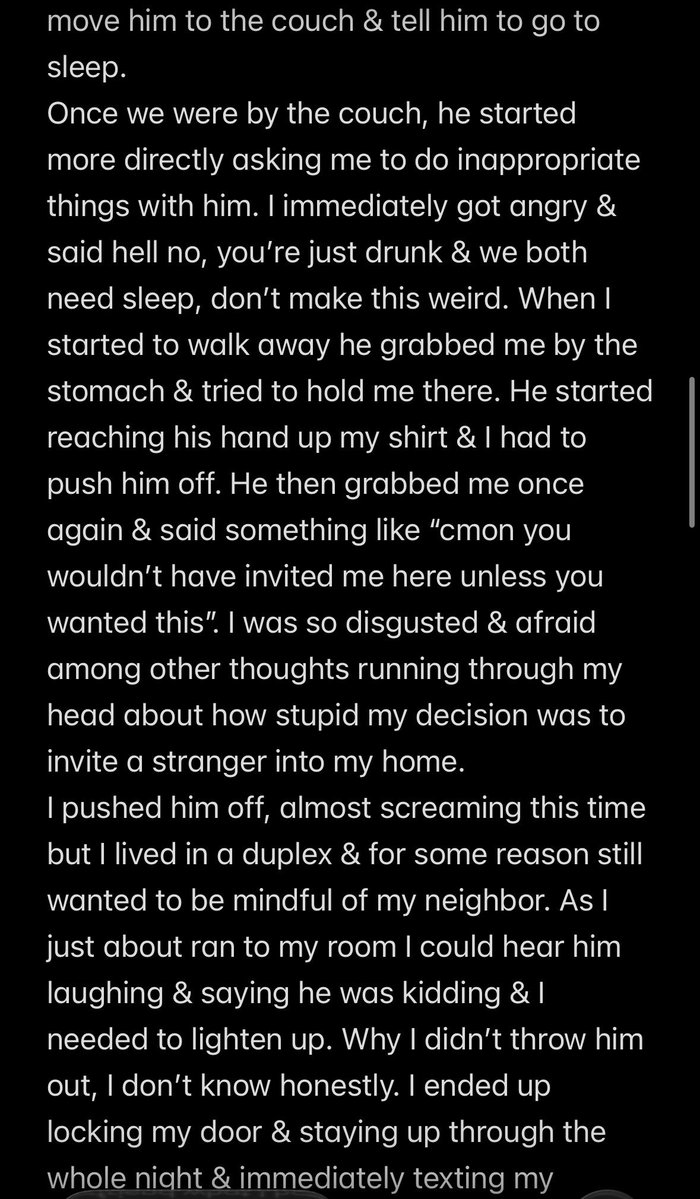 SandManslc6m's tweet photo. Just wanted to share a more positive story in light of the Cornell rapist story. A story that demonstrates exactly why listening to women &amp; demanding accountability from your male peers is so important. I am so grateful for the outcome of this situation &amp; wish this was the norm. https://t.co/OAtebCxJ6d