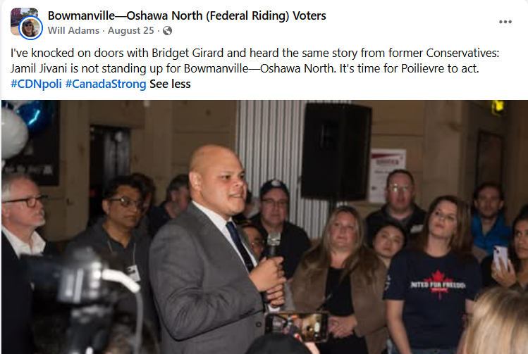 ClayDeMaine's tweet photo. He is currently campaigning for Adrian Foster. He's not just an "earnest young constituent"; he's actively partisan.

I know Will well enough; he's a nice enough guy, but he's certainly active in the political arena and is a columnist on his own blogger-type website.

He actively and openly supports you as a candidate against Jamil.

He's also posted about knocking on doors with you @bgirard_liberal.

It's an interesting choice to use the term "dishonest" here.