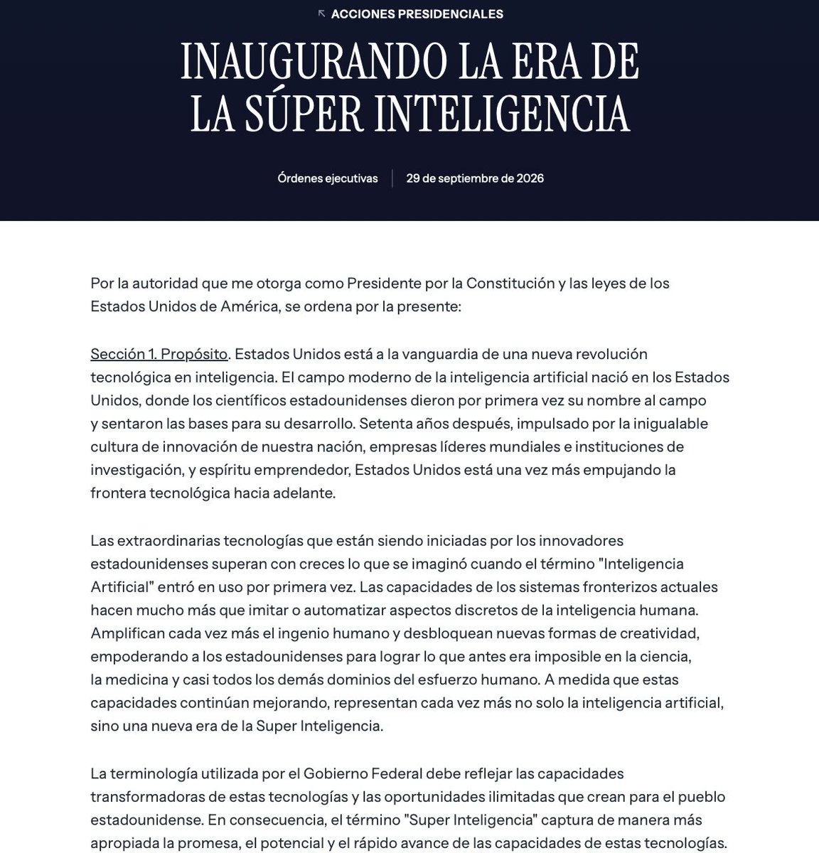 jesusverdeL's tweet photo. Mientras acá seguimos peleando por problemas que debimos resolver hace 30 años, el mundo entra en una nueva era. La administración Trump acaba de cambiar el nombre de la Inteligencia Artificial por Super Inteligencia que será auto regulada por sus creadores. https://t.co/TgyhxLZ7SX