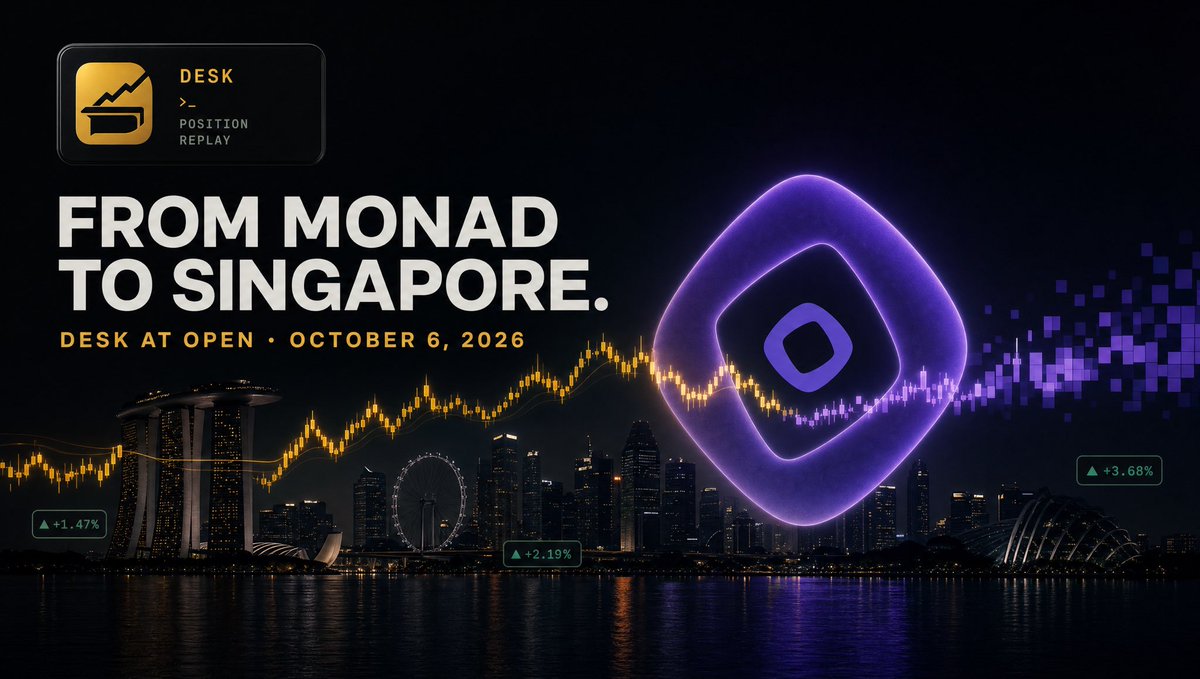 trydeskk's tweet photo. desk has landed 
we’re heading to singapore for open by @monad on october 6 
building, trading or shaping when comes next on @monad 
let’s meet https://t.co/R5VgiUu4of