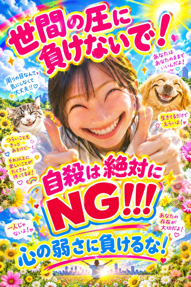 mimosa_0823's tweet photo. 私の本当に怖い趣味:
AIで自殺防止ポスター画像を作成し、定期的に自分に送り続けている https://t.co/mTfULZwMzx