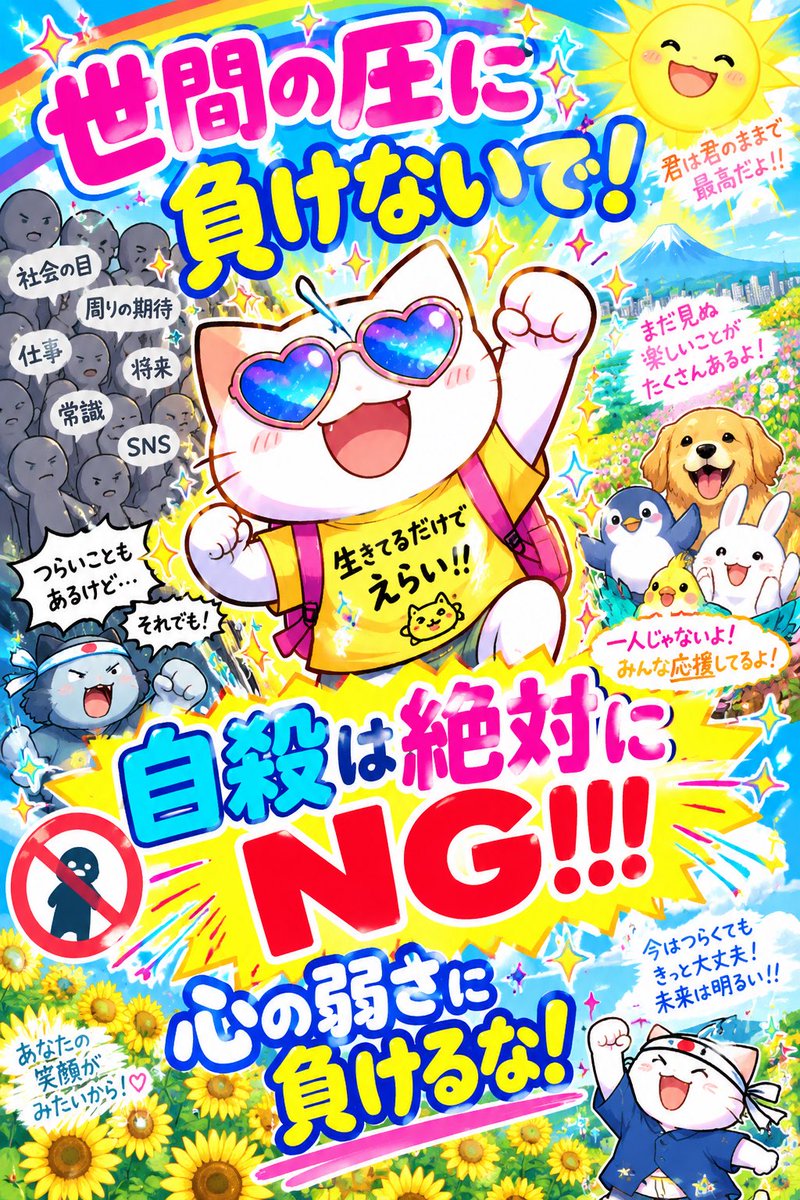 mimosa_0823's tweet photo. 私の本当に怖い趣味:
AIで自殺防止ポスター画像を作成し、定期的に自分に送り続けている https://t.co/mTfULZwMzx