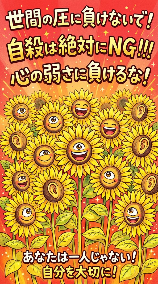 mimosa_0823's tweet photo. 私の本当に怖い趣味:
AIで自殺防止ポスター画像を作成し、定期的に自分に送り続けている https://t.co/mTfULZwMzx