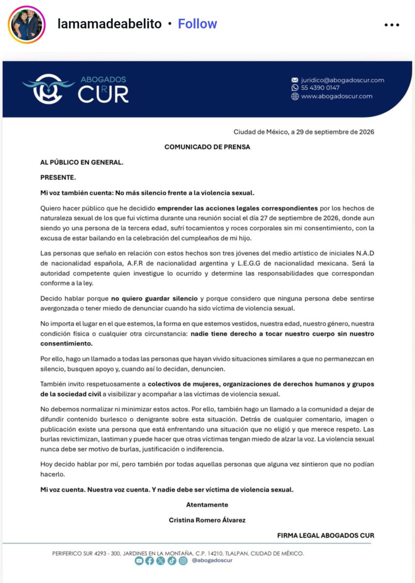 1in20lifetime's tweet photo. Mi total admiración y respeto para la señora Cristina por tener la valentía de denunciar a sus agresores. 

¡Ni una más! 🫂 https://t.co/gmbK87e63e