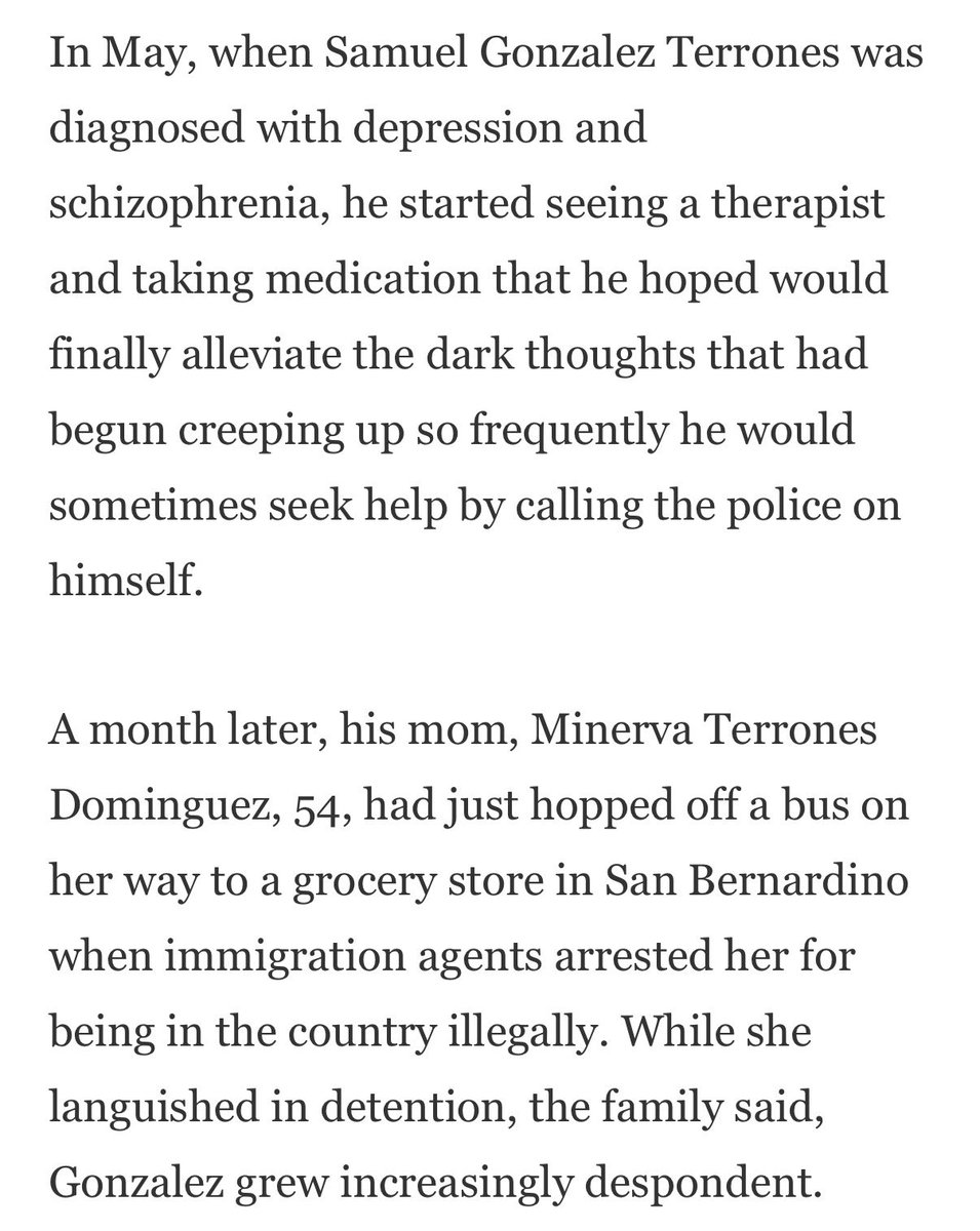 ReichlinMelnick's tweet photo. Rest in peace to this fragile young American who took his own life, after his mother was detained by ICE.

His death will also mean her likely deportation, as she may have been able to stay if he’d remained alive, given that he so clearly needed her support. https://t.co/4j4r4HWHfK