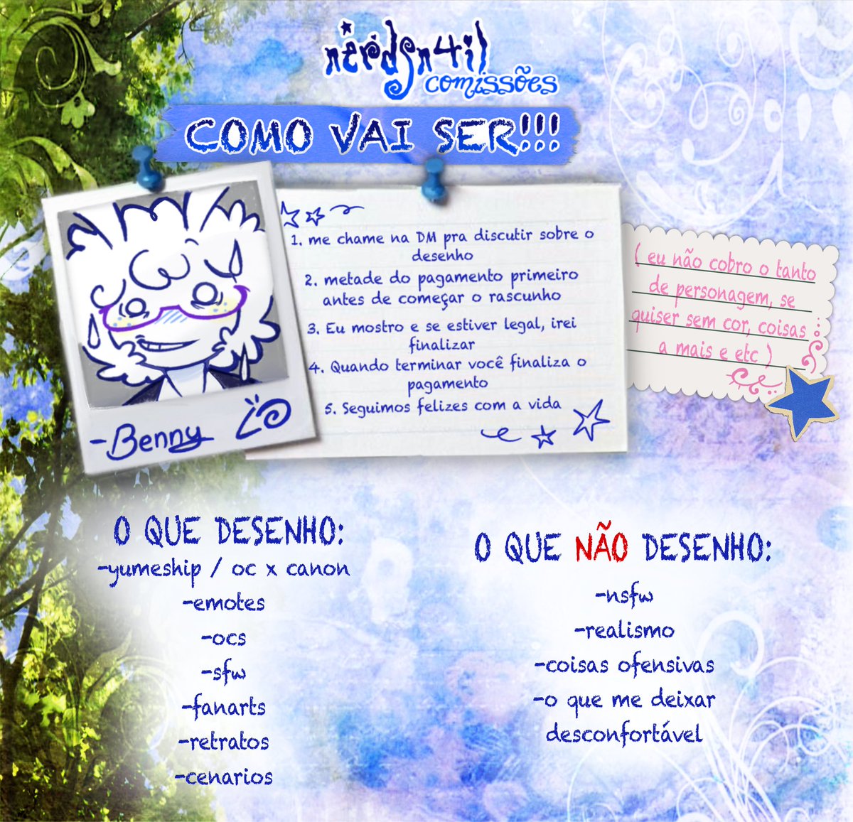 nerdSN4IL's tweet photo. — NOVA TABELA DE COMISSÃO‼️

𓈒  ݁︵  ⊹ . 🐌
( Ver os preços abaixo!!! ) https://t.co/el5eCy5k8g