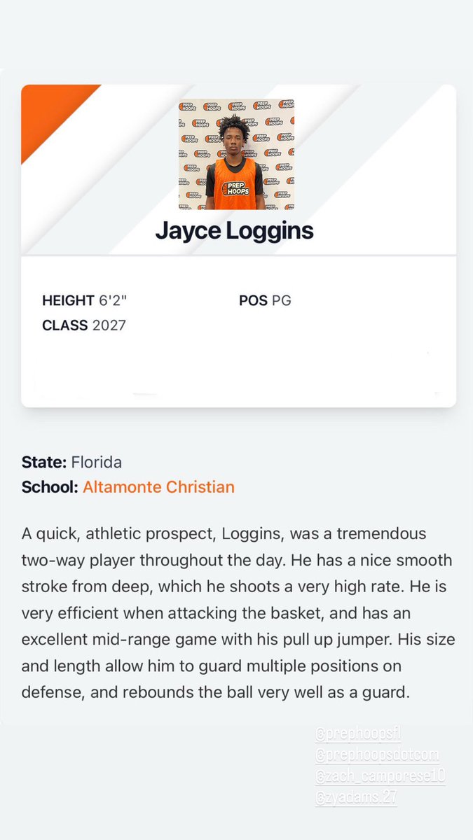 jayceloggins1's tweet photo. I had a great experience at the Prep Hoops showcase event this past weekend. Showed up and dominated. Thanks @prephoopsfl for having me! https://t.co/4blBpZkzHd