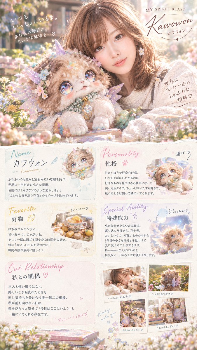 Luna_moth_V's tweet photo. ふわちゃんとちょこちゃんが合体したような霊獣が召還されたよ✨️
私の顔は美化され過ぎて別人🤣 https://t.co/TtHOYqU2Qk
