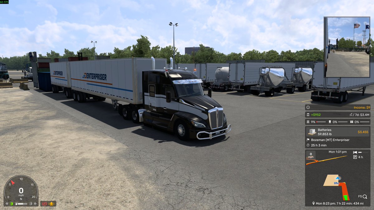 dracos12's tweet photo. Rocky Mountain Double with some high-speed batteries.  Cruising South Dakota Event, headin' from Rapid City, SD ➡ Bozeman, MT 🚚🌄

American Truck Simulator https://t.co/xyzIv8h9y0