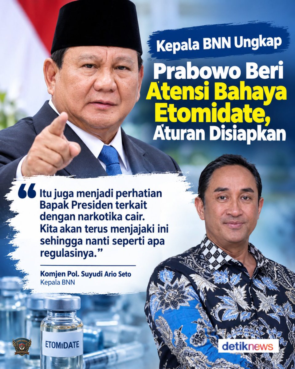aqilaliasari's tweet photo. ancaman etomidate dan narkoba cair makin meresahkan tapi Presiden Prabowo siapin aturan ketat demi lindungi masyarakat 🔥 #BersamaBerantasNarkoba https://t.co/M153mVrsZp