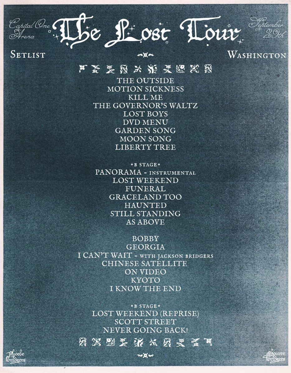sourcebridgers's tweet photo. SETLIST FOR WASHINGTON, DC ! 🩵💫 The surprise song tonight was Chinese Satellite! https://t.co/6kCXSYLKlf