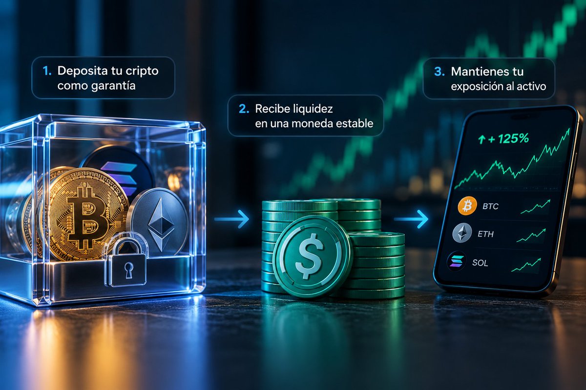 velox_finance's tweet photo. ¿Por qué vender un activo que quieres seguir manteniendo cuando lo que necesitas es liquidez? Los préstamos con garantía cripto permiten utilizar un activo digital como colateral para acceder a liquidez sin tener que venderlo. El concepto es sencillo: depositas un activo como garantía, recibes liquidez en una moneda estable y mantienes tu exposición al activo mientras utilizas esos fondos. Pero hay algo fundamental: la garantía tiene un valor variable. Por eso, el LTV y la gestión del riesgo son elementos esenciales en cualquier préstamo respaldado por cripto. La tecnología permite hacerlo. El verdadero reto es construir una experiencia sencilla, transparente y responsable.