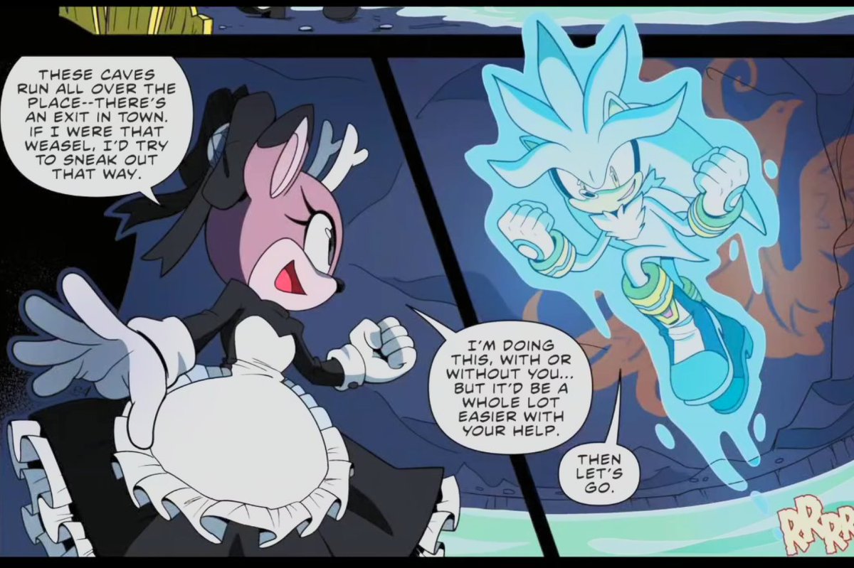 _rando_d's tweet photo. idw sonic 90 spoilers

these two have actual chemistry and don't feel like coworkers like silvaze does

they're actually so adorable together, why can't this be the main silver ship instead of the constant silvaze teasing?

Also, #silvapple as a ship name??? Actually genius https://t.co/PUYA1IipVu