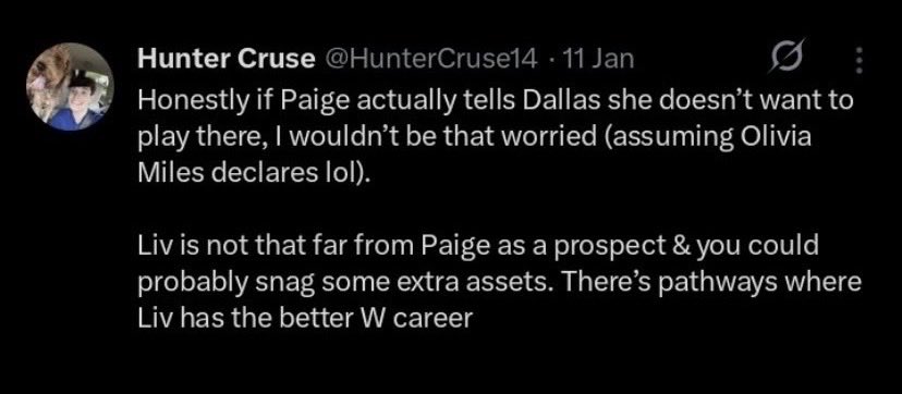 wbbtalkx's tweet photo. A boy who just wants to be right so badly he just be saying anything at this point 😂 This is what he said about Olivia Miles and Paige bueckers 💀 https://t.co/kYP6QnuTk9