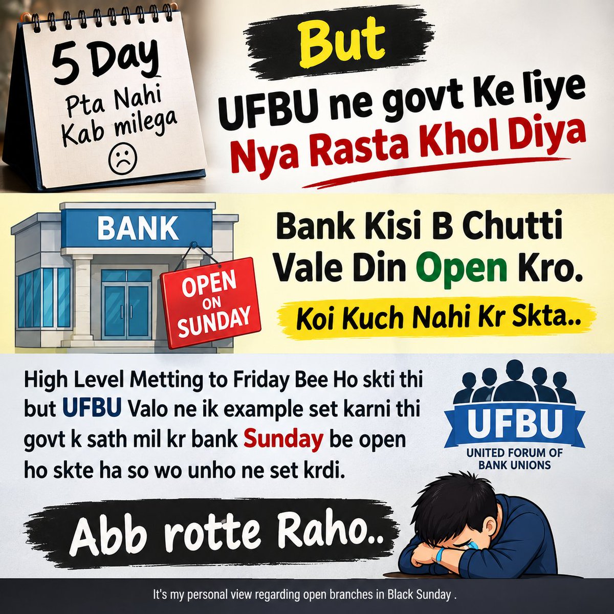 RobinSinghm6vz's tweet photo. @Vikrantbajpai7 @kmarkri @rupamsmail @alashshukla @AIBEAofficial It's High Level Drama By Creating UFBU in the Name of High Level Metting https://t.co/jITbRZfX9s