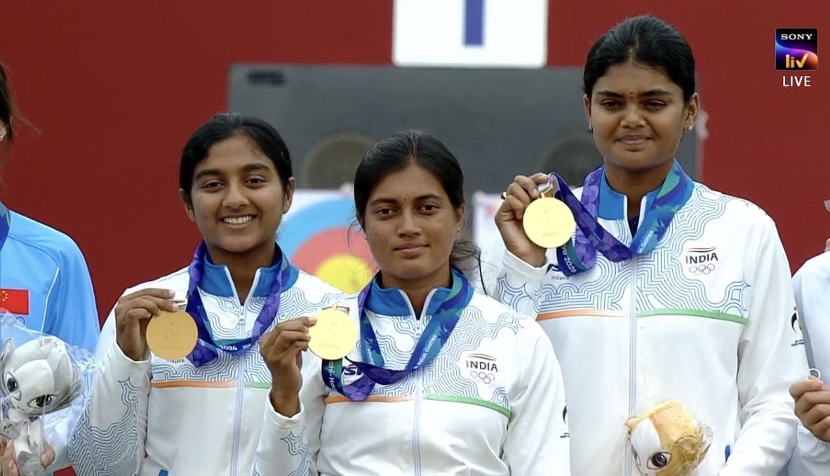 rajani1203's tweet photo. Anothe Gold Medal for Team India 

7th Gold Medal with Compound Archery 

India beat china and compare world record. 🎉🎉🎉

Many more to come today
#gold #AsiaGames2026 #SportsUpdate https://t.co/rO9zdpeYZK