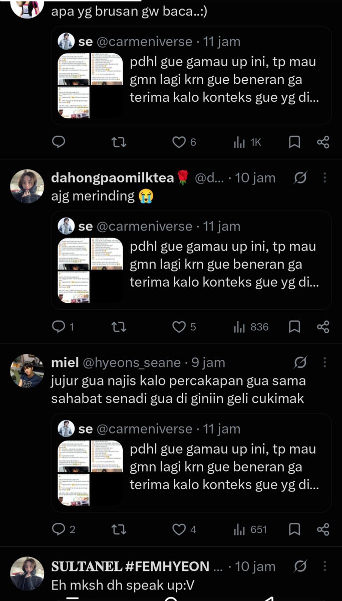 InarlisB6828's tweet photo. @adnannbeyya Mjb hti" lo kak nanti dikatain cringe geli merinding sma org" Ini 😏 perkara panggilan abg adek doang langsung kena bully. capek bgt dah sama ni fandom 😔 https://t.co/m7aifWzGNj