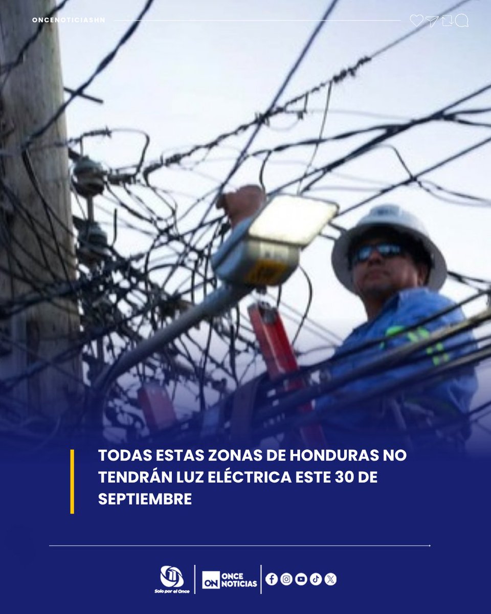 11_Noticias's tweet photo. ⚡ Estas zonas de Honduras estarán sin energía eléctrica el miércoles 30 de septiembre. Verifica aquí la lista de barrios y colonias afectadas.
https://t.co/XfBy4KWOy0
#CortesdeEnergía #martes #30deseptiembre #Calendario #Honduras #ENEE https://t.co/81i8GZGnuQ