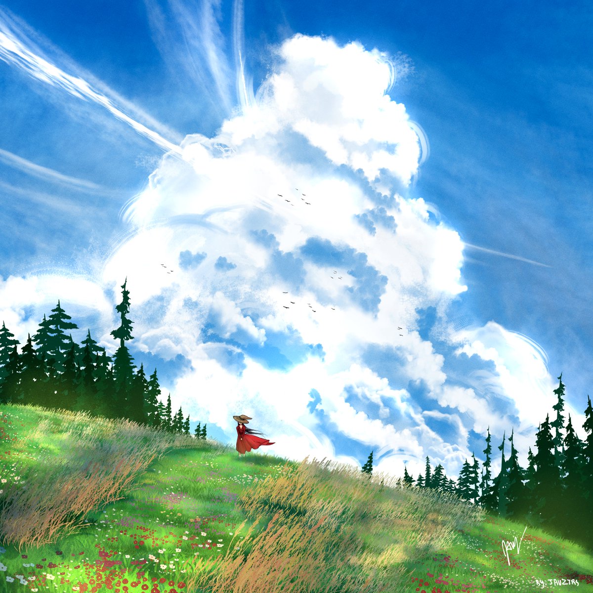 Javztrs's tweet photo. practicando con algunos pinceles de que encontré por ahí, son de plantas y nubes 

#artㅤㅤㅤㅤ https://t.co/SouKFamCOA