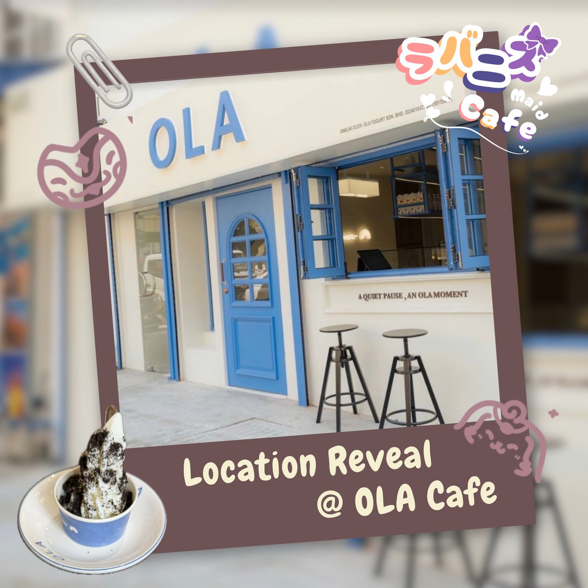 Stagelight_MY's tweet photo. 🍦 Location Reveal 🍦

We will be delighted to see all of the ojou-sama’s and goshujin-sama’s at 📍OLA Froyo Cafe on the 15th of November for our Ravanis Maid Cafe! 

(1/3) https://t.co/WUgCmdbrVP