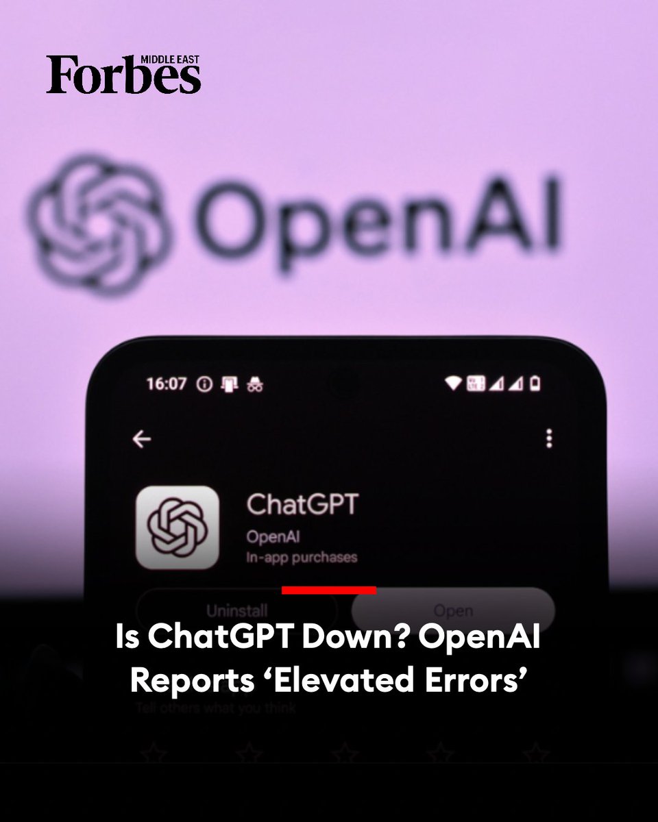 Forbes_MENA_'s tweet photo. ChatGPT users reported widespread outages Tuesday as OpenAI’s annual developer conference unveiled new AI products.

#Forbes

For more details: 🔗 https://t.co/qIMkoZInaV https://t.co/nlDV54v8Ns