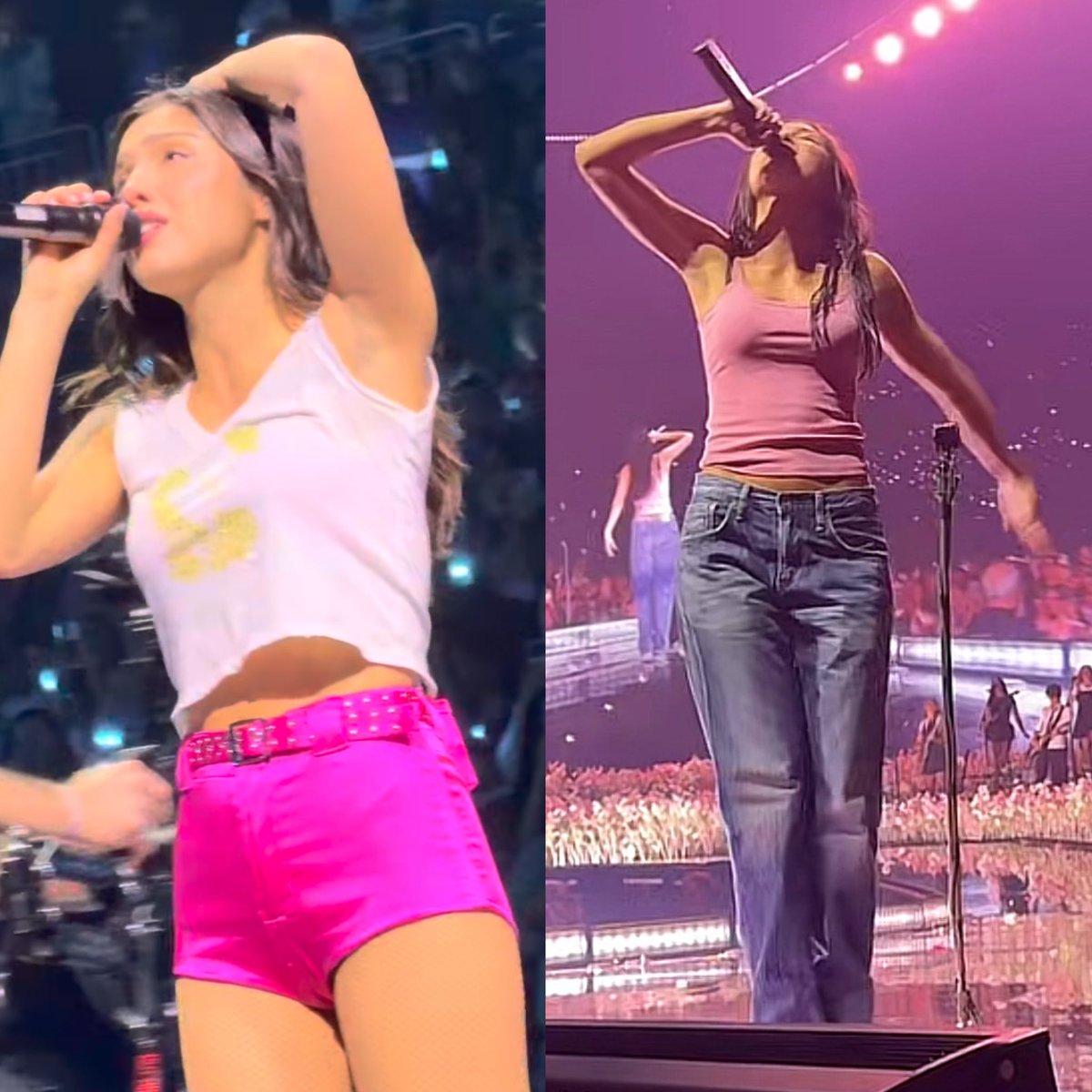 liviesthinker's tweet photo. the two new looks from the Unraveled Tour: pittsburgh night 1! 💛💘 https://t.co/AMVipJmeKc