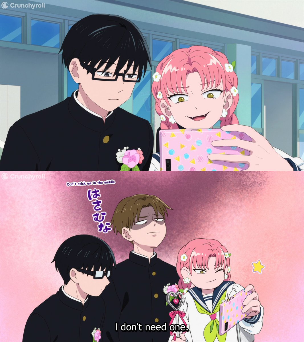 Crunchyroll's tweet photo. Graduation is bittersweet 🌸 (via You and I Are Polar Opposites Season 2) https://t.co/pHUfrIj5mC