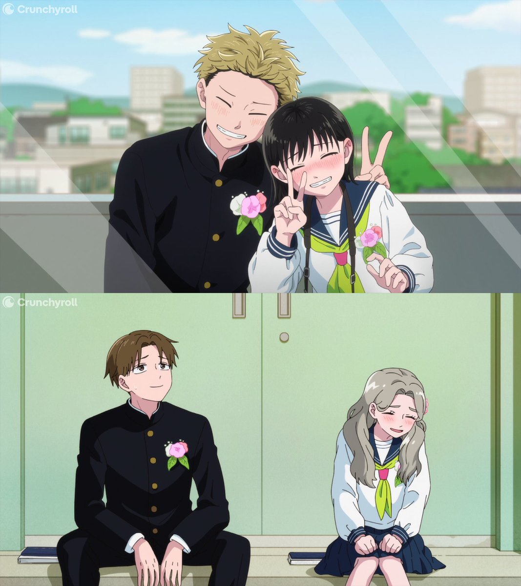 Crunchyroll's tweet photo. Graduation is bittersweet 🌸 (via You and I Are Polar Opposites Season 2) https://t.co/pHUfrIj5mC
