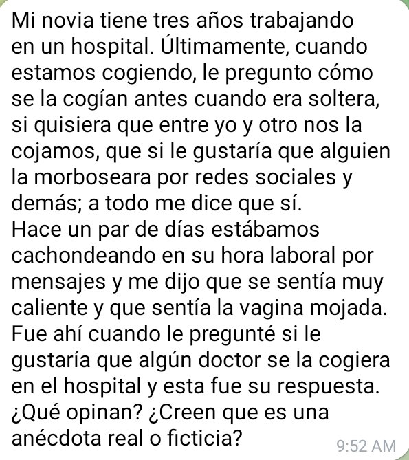 cuckoldmensaje2's tweet photo. Que tan probable es que una mujer que trabaja en un hospital, permita que un doctor le meta la verga? https://t.co/JOCM0cd8mU