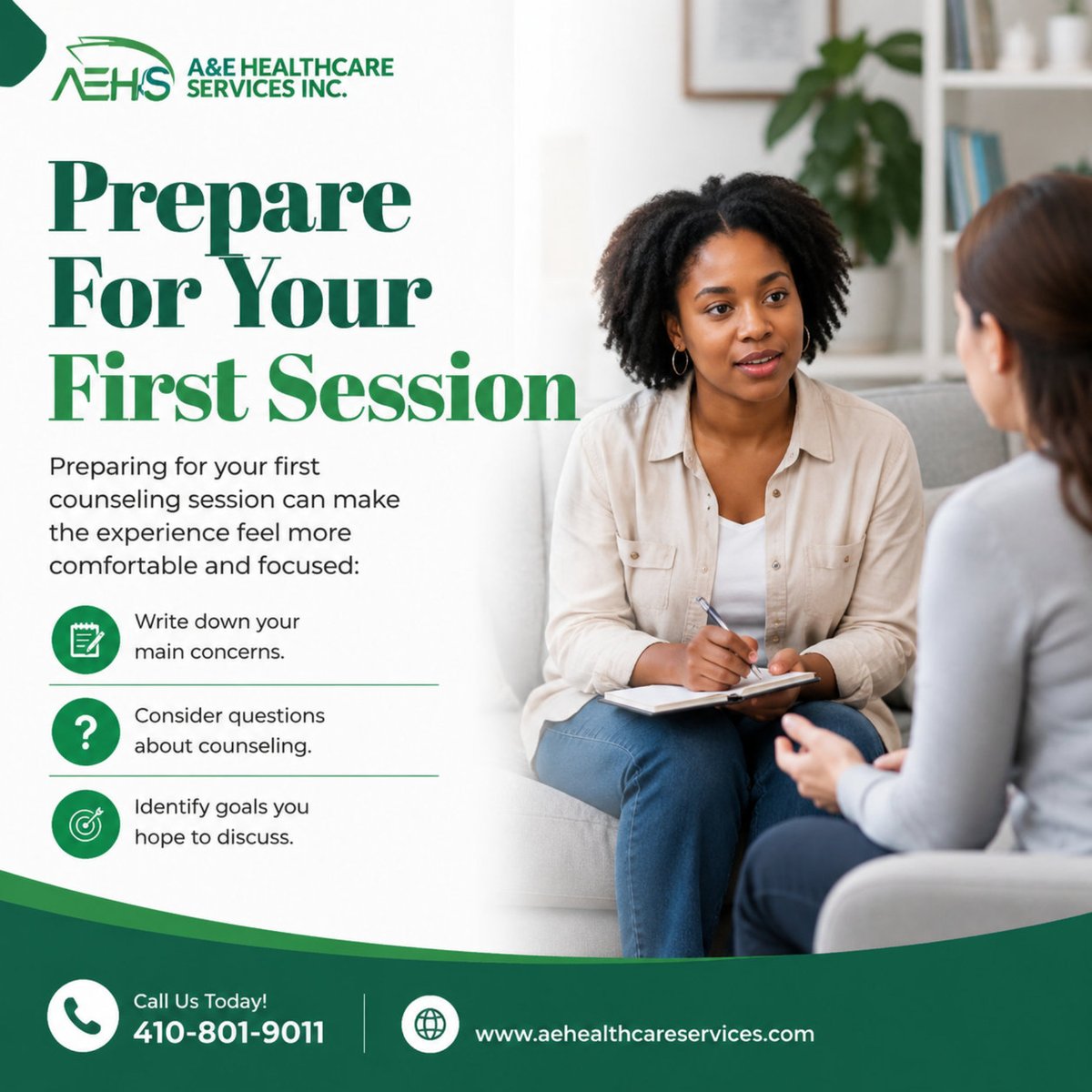 aehealthcaresvc's tweet photo. Preparing for counseling can ease uncertainty and help you communicate clearly. Write down concerns beforehand, then discuss them openly during your session.
#BaltimoreMD #OutpatientMentalHealthServices #CounselingTips #MentalHealthSupport #Wellness https://t.co/QXMZJM0pkc