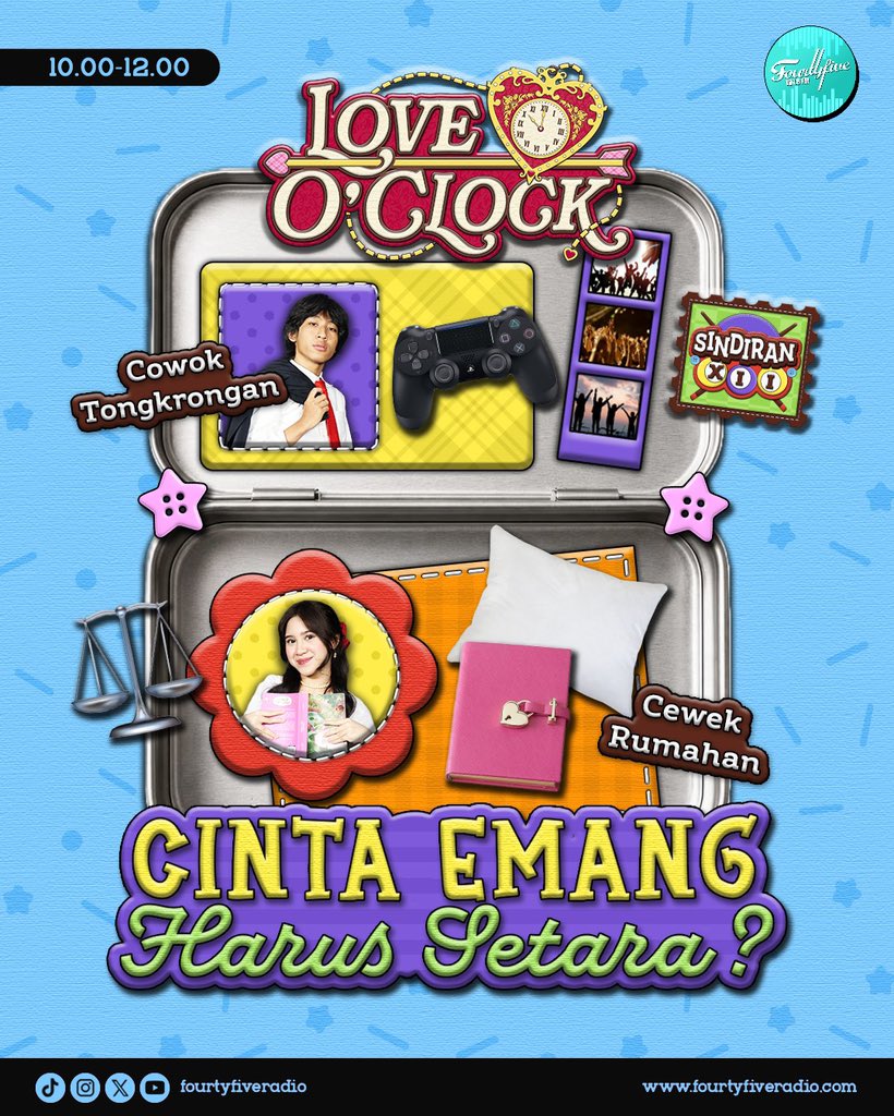 fourtyfiveradio's tweet photo. WHEN LOVE FEELS EQUAL💞😆
Hubungan yang setara gak selalu punya kehidupan yang sama persis!🫣 So, what really makes a relationship feel equal? Stream #LOVEOCLOCK only on https://t.co/TBk3kH660r🎵🩵 https://t.co/18jHtYsBzG