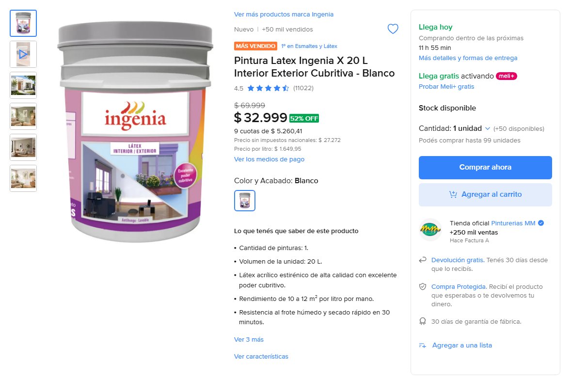 LaDatadelPrecio's tweet photo. https://t.co/RVa4nzG1Tm
nnormal
🎨 52% OFF en un balde de pintura látex de 20 litros

Pintura Látex Ingenia X de 20 L, apta para interior y exterior, color blanco y con buen poder cubritivo.

💰 Bajó de $69.999 a $32.999
🔥 52% OFF
🏆 #1 más vendida en esmaltes y látex
⭐ 4.5/5 con +11.000 opiniones
🏪 +50 mil vendidos
💳 9 cuotas de $5.260
Ideal si tenés que pintar una habitación, renovar la casa o hacer arreglos sin gastar una fortuna.
👉 https://t.co/RVa4nzG1Tm