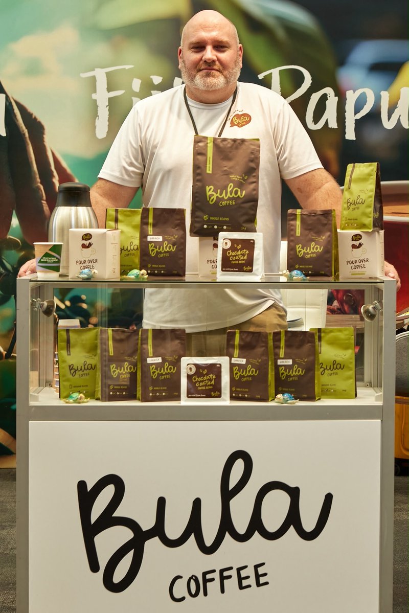 ukinfiji's tweet photo. Fijian coffee is in London! Bula Coffee and South Pacific Coffee Company are showcasing Fiji-grown coffee to UK buyers at #CaffeCulture2026, supported by the UK-funded Making Trade Happen in the Pacific implemented by @ITCnews 

#MakingTradeHappen #FijiCoffee https://t.co/kK5itE4Gpd