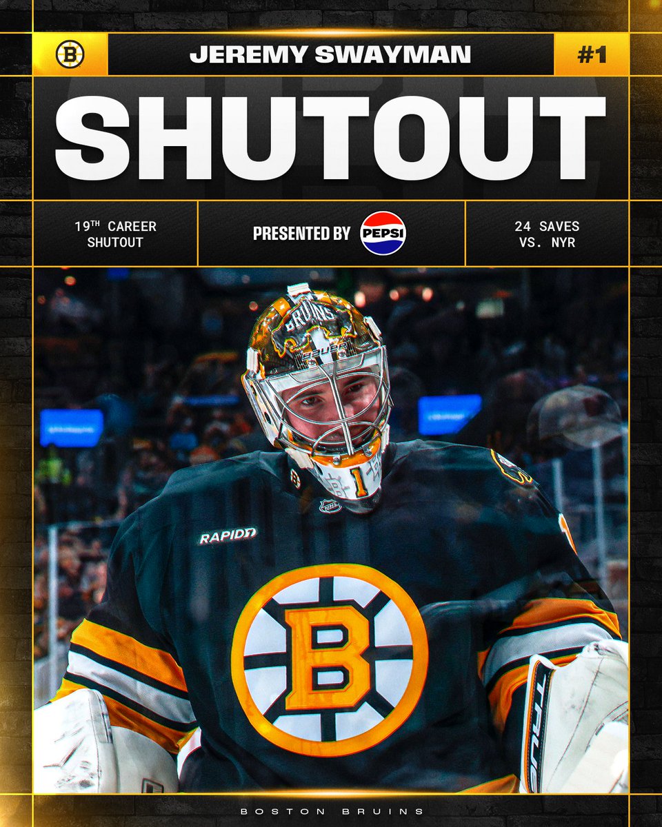 A @​pepsi shutout to kick off the season for Jeremy Swayman! 💛 #NHLFaceOff 
 [📷](https://pbs.twimg.com/media/HTbv1kIbYAInBLo.jpg) https://pbs.twimg.com/media/
