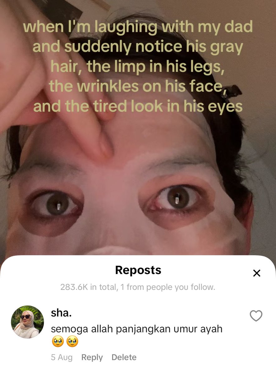 sfathasha's tweet photo. just realised i reposted this tiktok on 5/8, and ayah passed away just 5 days later on 10/8 😢 https://t.co/e315HlHC2U