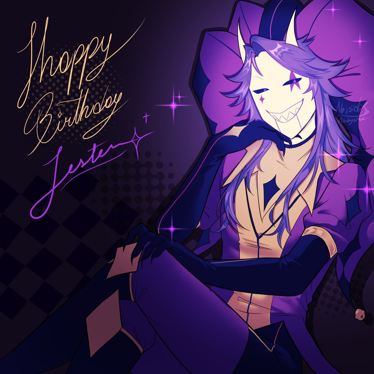 Abissme's tweet photo. This is the first time I've had the same bday with a fictional character I like💜
#thefreakcircus #tfc #jester #fanart #drawing https://t.co/9dnsPfuJgn