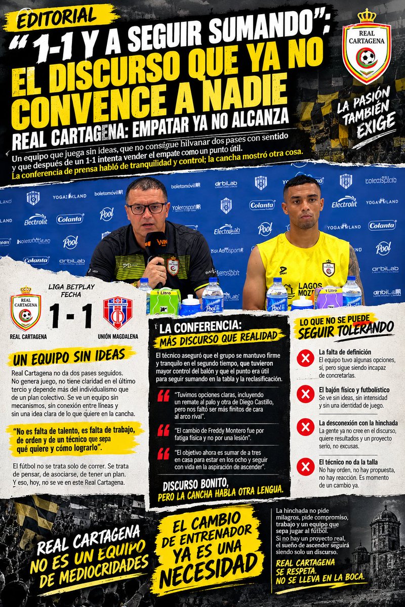 CapKingRC's tweet photo. Resumen Conferencia de prensa partido vs Unión Magdalena... Mediocridad y conformismo,.debemos cambiar de entrenador yaaaa!! @golauriverde @carlosdeportes @LuchoAnayaG @acpmdeportes @RealCartagenaTV https://t.co/3buWXI7lz5