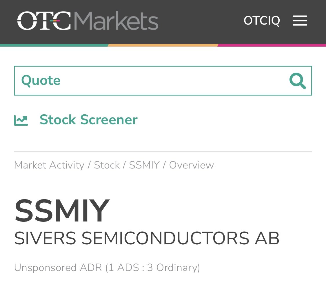 Sofigoodboy's tweet photo. $SIVE ADR listed in US OTC Market newly. 

The ticker is '$SSMIY'. https://t.co/phtFwUm9td